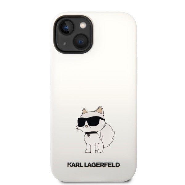 Kotelo Apple iPhone 14 Plus -puhelimelle, Karl Lagerfeld, Silicone Choupette, Valkoinen