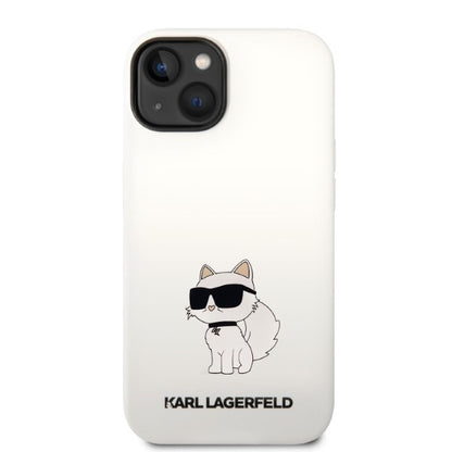 Kotelo Apple iPhone 14 Plus -puhelimelle, Karl Lagerfeld, Silicone Choupette, Valkoinen