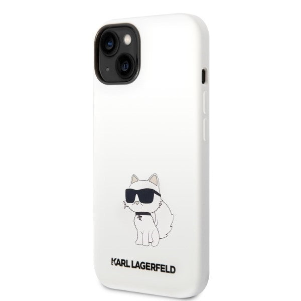 Kotelo Apple iPhone 14 Plus -puhelimelle, Karl Lagerfeld, Silicone Choupette, Valkoinen