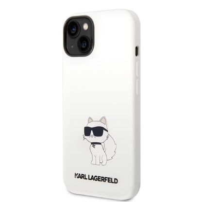 Kotelo Apple iPhone 14 Plus -puhelimelle, Karl Lagerfeld, Silicone Choupette, Valkoinen