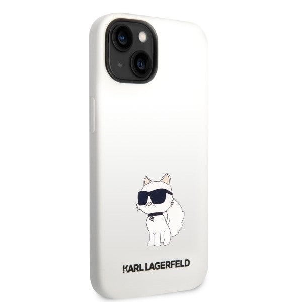 Kotelo Apple iPhone 14 Plus -puhelimelle, Karl Lagerfeld, Silicone Choupette, Valkoinen