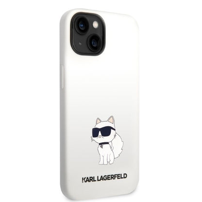 Kotelo Apple iPhone 14 Plus -puhelimelle, Karl Lagerfeld, Silicone Choupette, Valkoinen