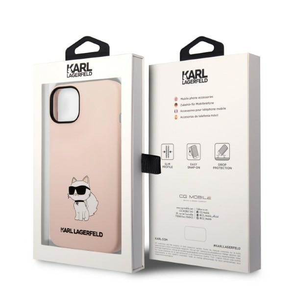 Kotelo Apple iPhone 14 Plus -puhelimelle, Karl Lagerfeld, Silicone Choupette, Pinkki
