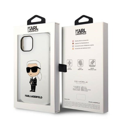 Kotelo Apple iPhone 14 Plus -puhelimelle, Karl Lagerfeld, Silicone Ikonik Karl, Valkoinen