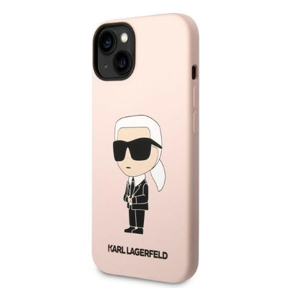 Kotelo Apple iPhone 14 Plus -puhelimelle, Karl Lagerfeld, Silicone Ikonik Karl, Pinkki