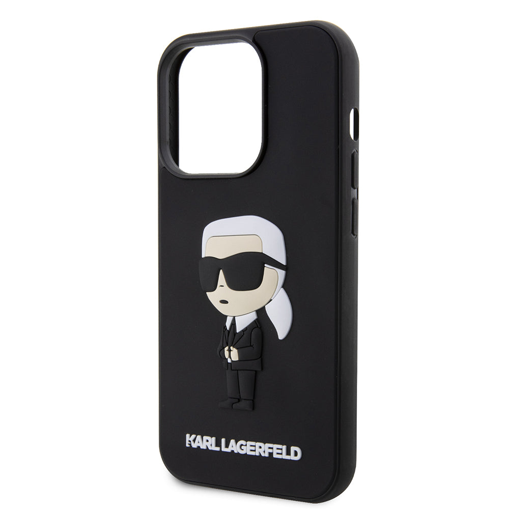 Kotelo Apple iPhone 14 Prolle, Karl Lagerfeld, 3D Rubber Ikonik Karl, Musta