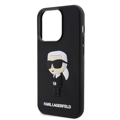 Kotelo Apple iPhone 14 Prolle, Karl Lagerfeld, 3D Rubber Ikonik Karl, Musta