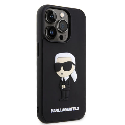 Kotelo Apple iPhone 14 Prolle, Karl Lagerfeld, 3D Rubber Ikonik Karl, Musta