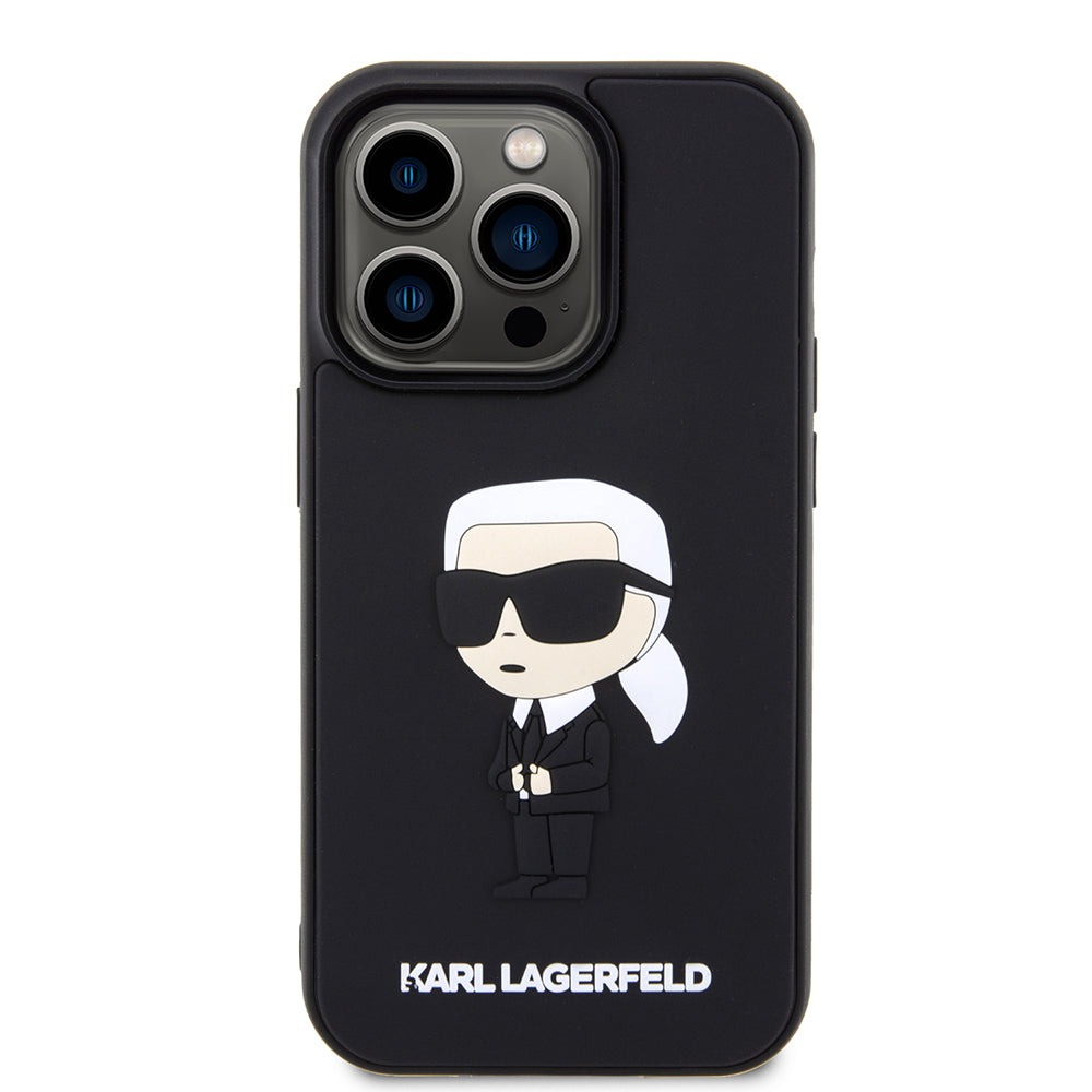Kotelo Apple iPhone 14 Prolle, Karl Lagerfeld, 3D Rubber Ikonik Karl, Musta