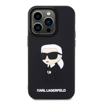Kotelo Apple iPhone 14 Prolle, Karl Lagerfeld, 3D Rubber Ikonik Karl, Musta