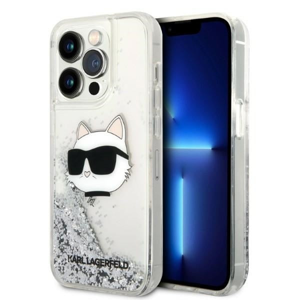 Kotelo Apple iPhone 14 Prolle, Karl Lagerfeld, Glitter Choupette's Head, Hopea