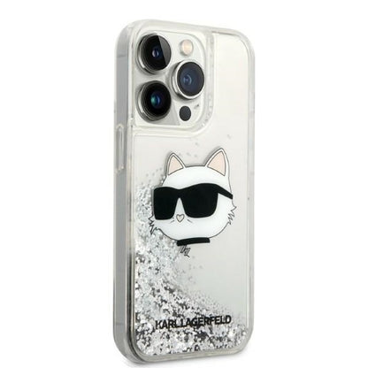 Kotelo Apple iPhone 14 Prolle, Karl Lagerfeld, Glitter Choupette's Head, Hopea