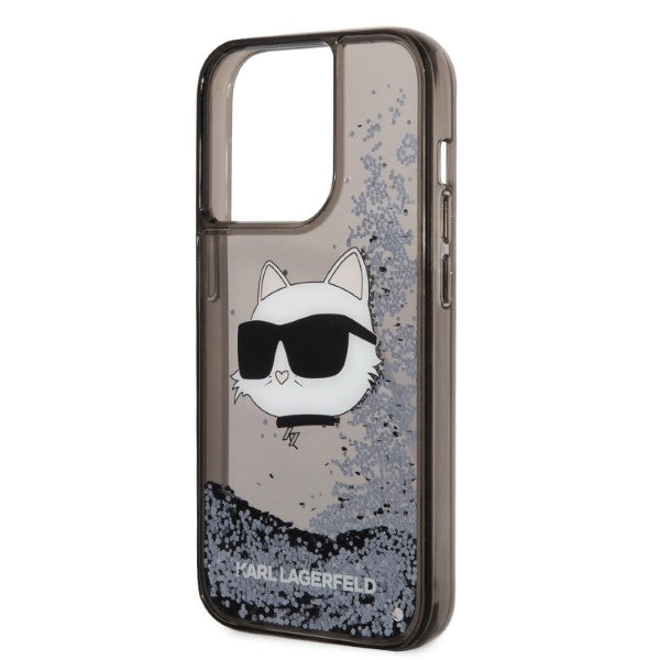Kotelo Apple iPhone 14 Prolle, Karl Lagerfeld, Glitter Choupette's Head, Musta
