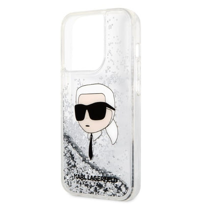 Kotelo Apple iPhone 14 Prolle, Karl Lagerfeld, Glitter Karl's Head, Hopea
