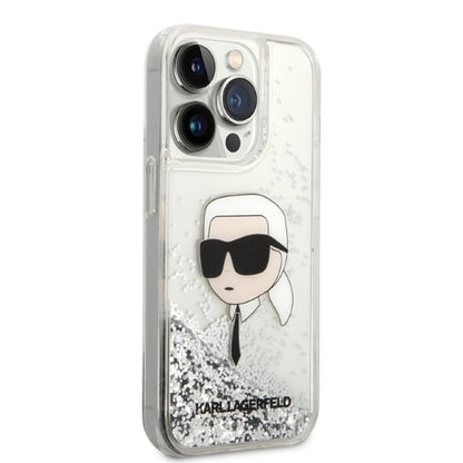 Kotelo Apple iPhone 14 Prolle, Karl Lagerfeld, Glitter Karl's Head, Hopea