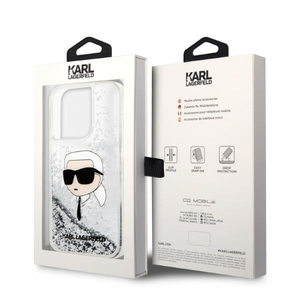 Kotelo Apple iPhone 14 Prolle, Karl Lagerfeld, Glitter Karl's Head, Hopea