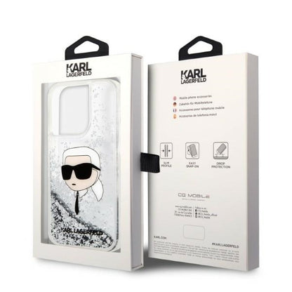 Kotelo Apple iPhone 14 Prolle, Karl Lagerfeld, Glitter Karl's Head, Hopea