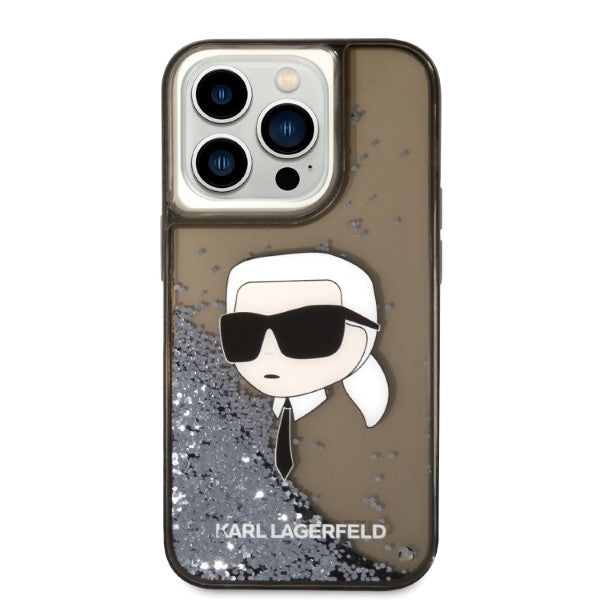 Kotelo Apple iPhone 14 Prolle, Karl Lagerfeld, Glitter Karl's Head, Musta