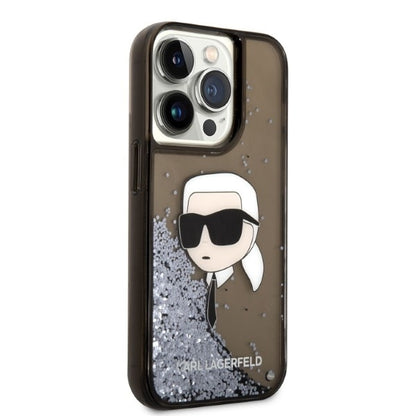 Kotelo Apple iPhone 14 Prolle, Karl Lagerfeld, Glitter Karl's Head, Musta