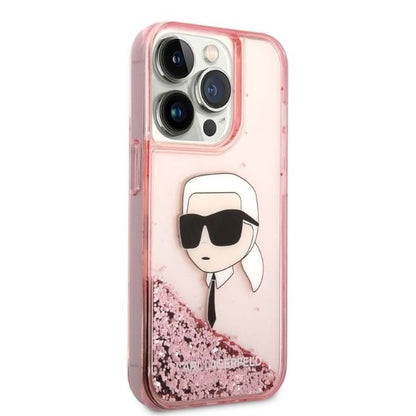 Kotelo Apple iPhone 14 Prolle, Karl Lagerfeld, Glitter Karl's Head, Pinkki