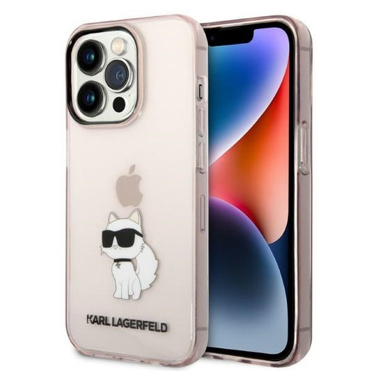 Kotelo Apple iPhone 14 Prolle, Karl Lagerfeld, Ikonik Choupette, Pinkki