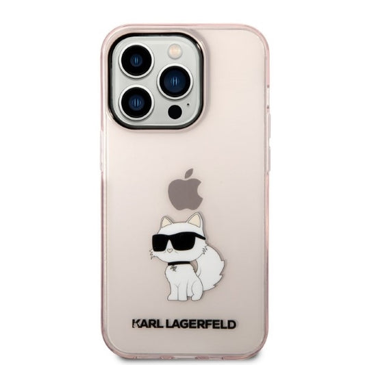 Kotelo Apple iPhone 14 Prolle, Karl Lagerfeld, Ikonik Choupette, Pinkki