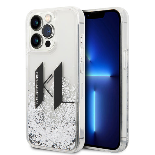 Kotelo Apple iPhone 14 Prolle, Karl Lagerfeld, Liquid Glitter Big KL, Hopea