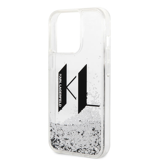 Kotelo Apple iPhone 14 Prolle, Karl Lagerfeld, Liquid Glitter Big KL, Hopea