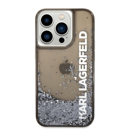 Kotelo Apple iPhone 14 Prolle, Karl Lagerfeld, Liquid Glitter KL Logo, Musta
