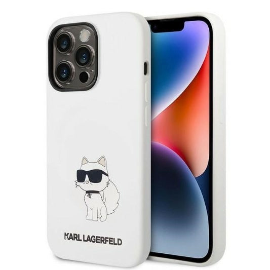 Suojakotelo Apple iPhone 14 Prolle, Karl Lagerfeld, Silicone Choupette, Valkoinen