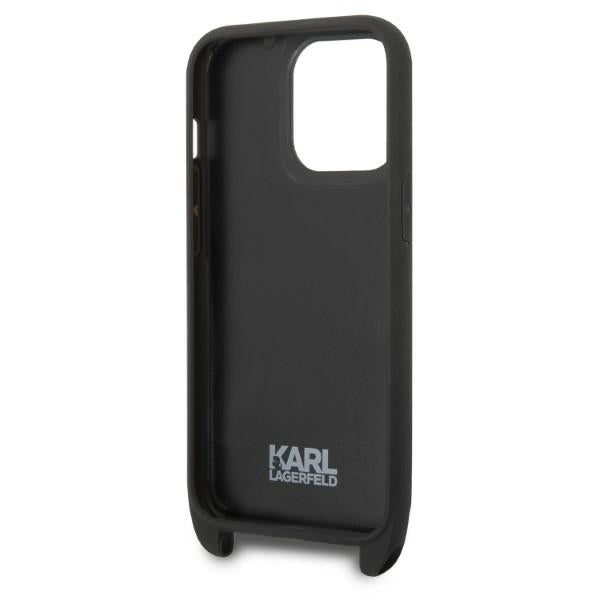 Kotelo Apple iPhone 14 Prolle, Karl Lagerfeld, Monogram Ikonik Karl, Musta