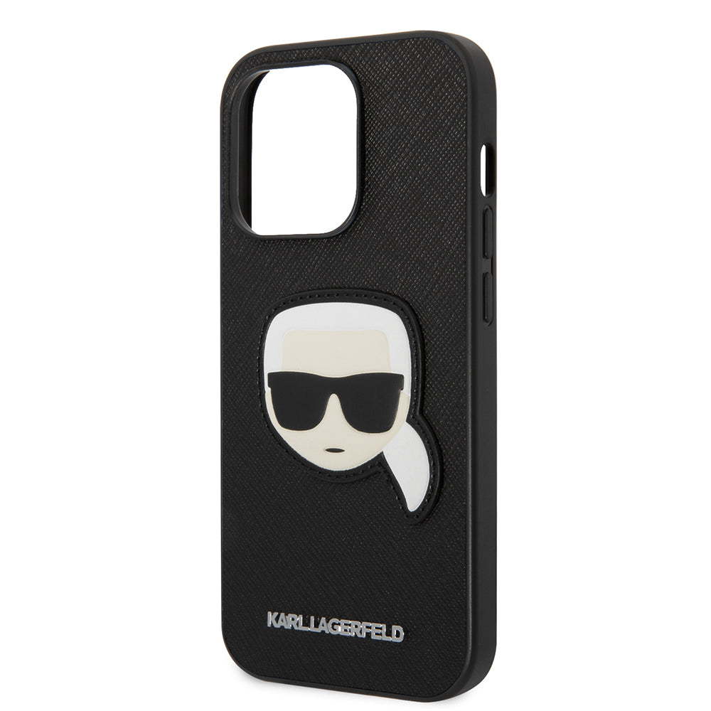Kotelo Apple iPhone 14 Prolle, Karl Lagerfeld, Saffiano Karl's Head, Musta