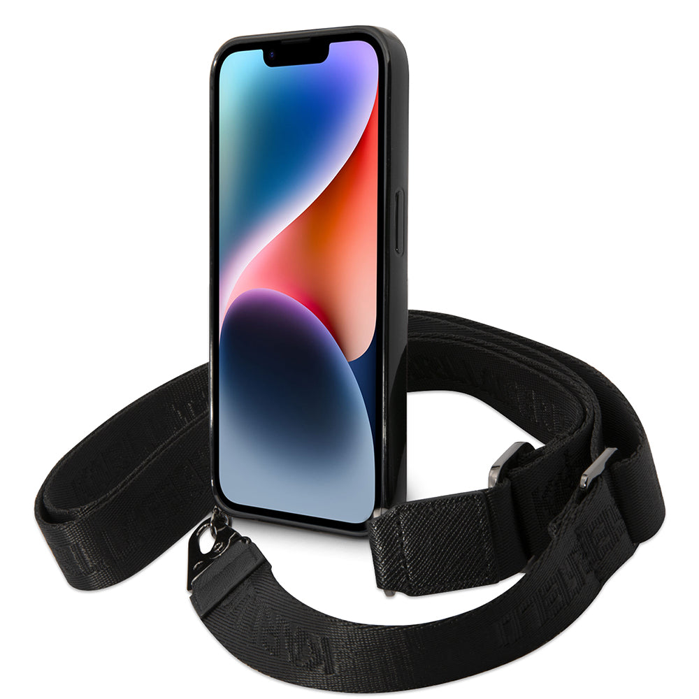 Kotelo Apple iPhone 14 Pro Max:lle, Karl Lagerfeld, Color Stripes with Strap, Pinkki