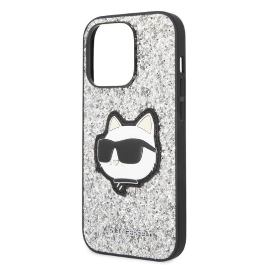 Case for Apple iPhone 14 Pro Max, Karl Lagerfeld, Glitter Choupette Patch, Silver