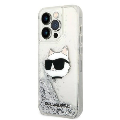 Case for Apple iPhone 14 Pro Max, Karl Lagerfeld, Glitter Choupette's Head, Silver