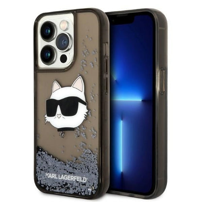 Kotelo Apple iPhone 14 Pro Max:lle, Karl Lagerfeld, Glitter Choupette's Head, Musta