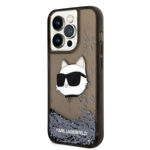 Kotelo Apple iPhone 14 Pro Max:lle, Karl Lagerfeld, Glitter Choupette's Head, Musta