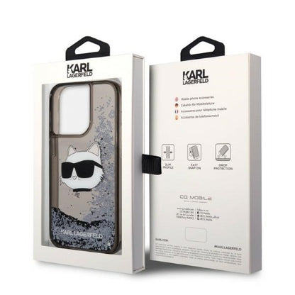 Kotelo Apple iPhone 14 Pro Max:lle, Karl Lagerfeld, Glitter Choupette's Head, Musta
