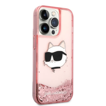Kotelo Apple iPhone 14 Pro Max:lle, Karl Lagerfeld, Glitter Choupette's Head, Pinkki