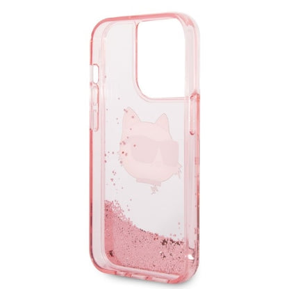 Kotelo Apple iPhone 14 Pro Max:lle, Karl Lagerfeld, Glitter Choupette's Head, Pinkki
