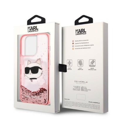 Kotelo Apple iPhone 14 Pro Max:lle, Karl Lagerfeld, Glitter Choupette's Head, Pinkki