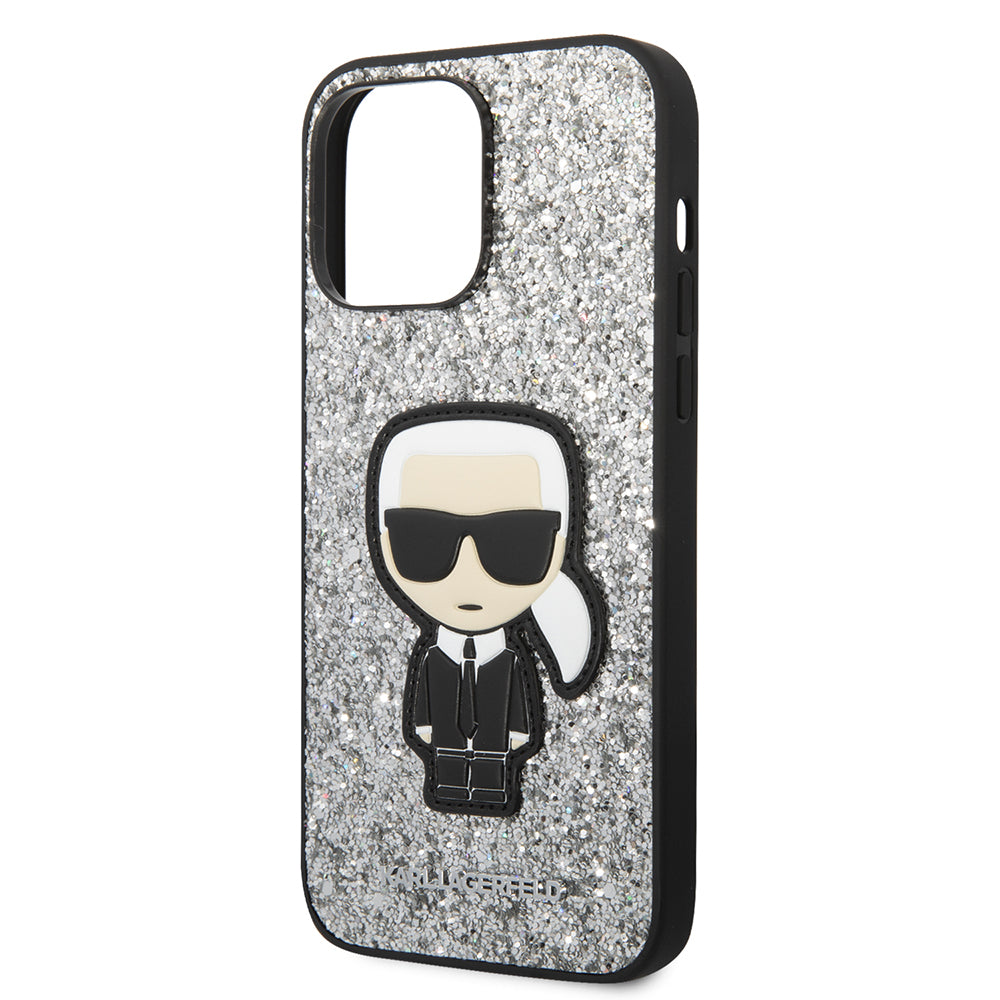 Kotelo Apple iPhone 14 Pro Max:lle, Karl Lagerfeld, Glitter Flakes Ikonik Karl, Hopea