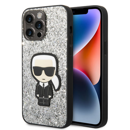 Kotelo Apple iPhone 14 Pro Max:lle, Karl Lagerfeld, Glitter Flakes Ikonik Karl, Hopea
