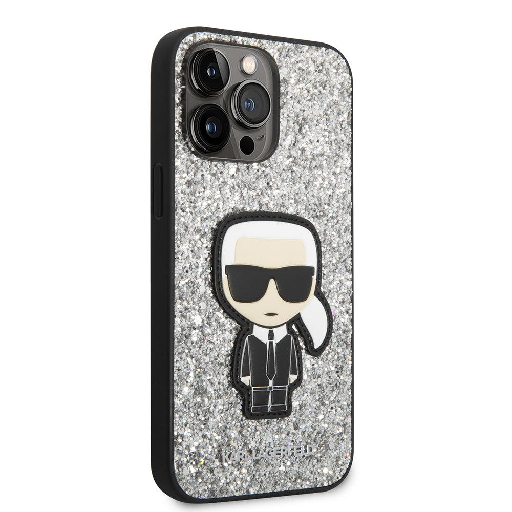 Kotelo Apple iPhone 14 Pro Max:lle, Karl Lagerfeld, Glitter Flakes Ikonik Karl, Hopea