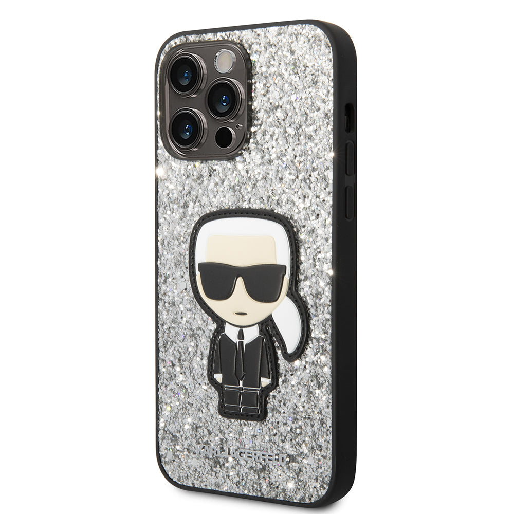 Kotelo Apple iPhone 14 Pro Max:lle, Karl Lagerfeld, Glitter Flakes Ikonik Karl, Hopea