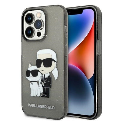 Kotelo Apple iPhone 14 Pro Max:lle, Karl Lagerfeld, Glitter Karl & Choupette, Musta.