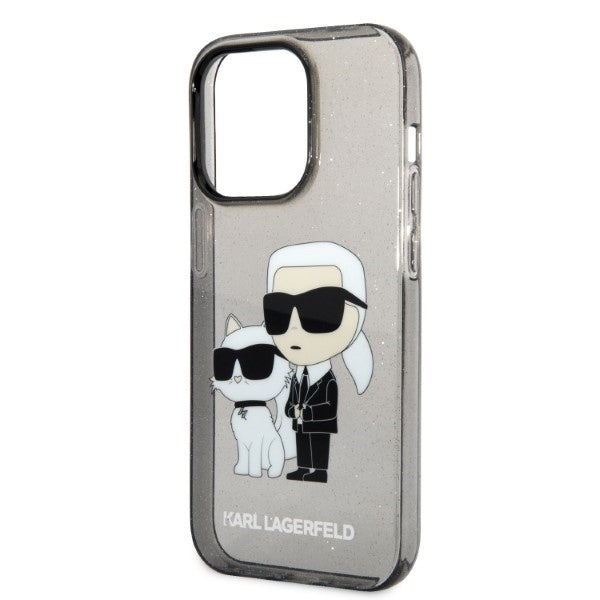 Kotelo Apple iPhone 14 Pro Max:lle, Karl Lagerfeld, Glitter Karl & Choupette, Musta.