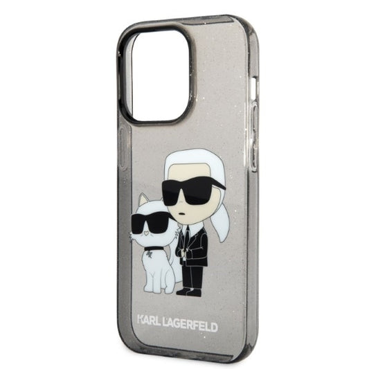Kotelo Apple iPhone 14 Pro Max:lle, Karl Lagerfeld, Glitter Karl & Choupette, Musta.