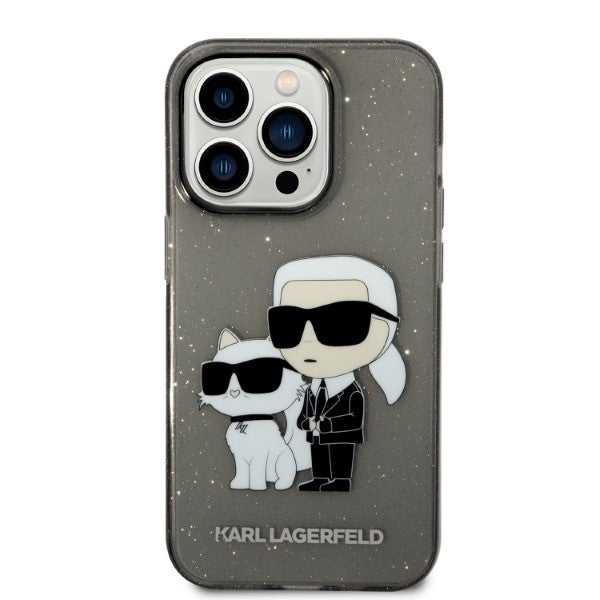 Kotelo Apple iPhone 14 Pro Max:lle, Karl Lagerfeld, Glitter Karl & Choupette, Musta.