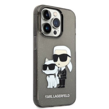 Kotelo Apple iPhone 14 Pro Max:lle, Karl Lagerfeld, Glitter Karl & Choupette, Musta.